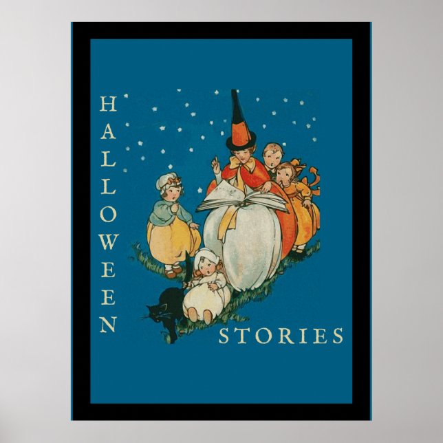 Vintages Halloween Storytime Kleine Hexenkatze Poster (Vorne)