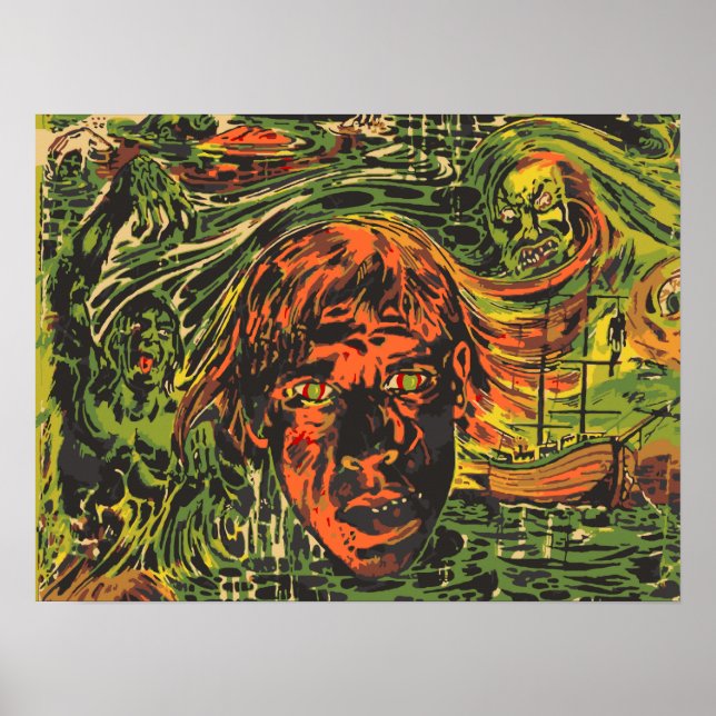 Vintages Halloween Zombies, Grafitti Street Art Poster (Vorne)