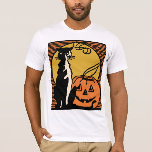 Vintages Halloweenkatze und -Jack O'Lantern Shirt