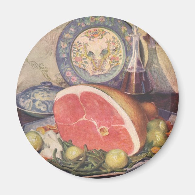 Vintages Hammabendessen mit grünen Bohnen und Kart Magnet (Vorne)