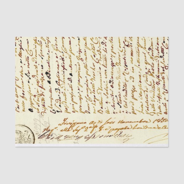 Vintages handgeschriebenes Dokument-Testpapier Seidenpapier (Vorderseite)