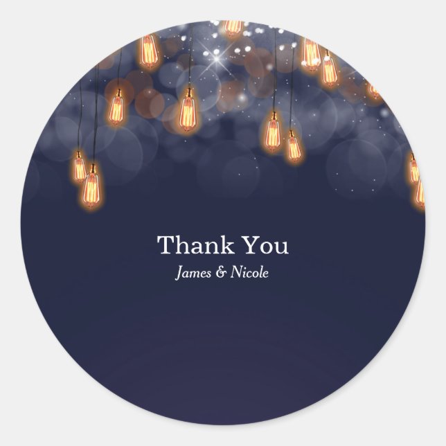 Vintages Hängen Glühbirnen Rustikale Gastgeschenk  Runder Aufkleber (Vorderseite)