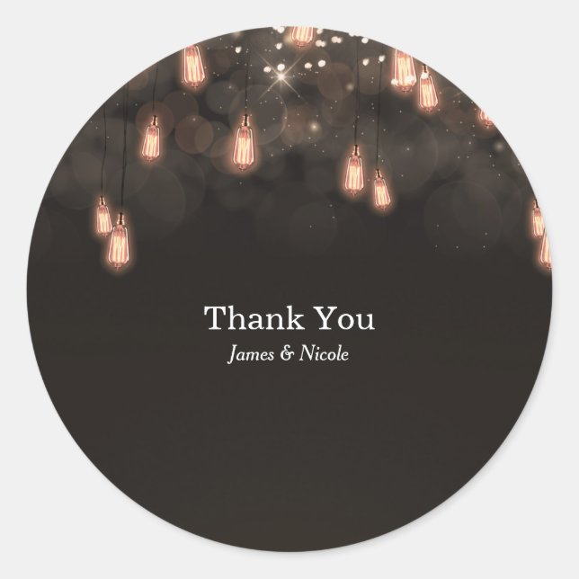 Vintages Hängen Glühbirnen Rustikale Gastgeschenk  Runder Aufkleber (Vorderseite)