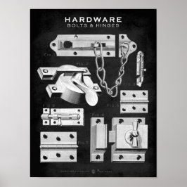 Vintages Hardware-Poster-Bolts-Hinges-Blackboard Poster