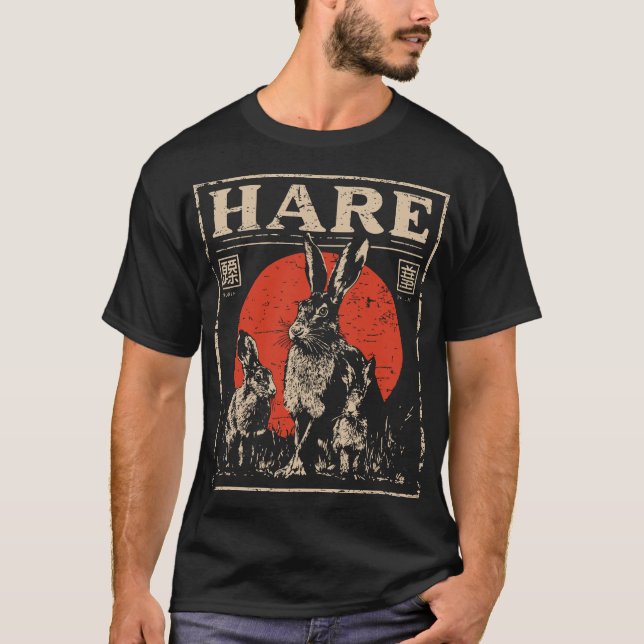 Vintages Hare Duo im Mondlicht T-Shirt (Vorderseite)