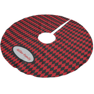 Vintages Harlequin in Rot und Schwarz Polyester Weihnachtsbaumdecke