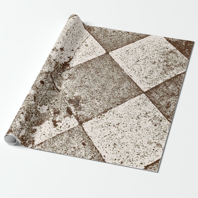 Vintages Harlequin Inspiriert Alte Sepia Textur Geschenkpapier (Ungerollt)