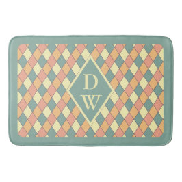 Vintages Harlequine Diagonal in Pastels Monogram Badematte
