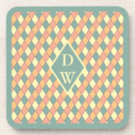 Vintages Harlequine Diagonal in Pastels Monogram Getränkeuntersetzer