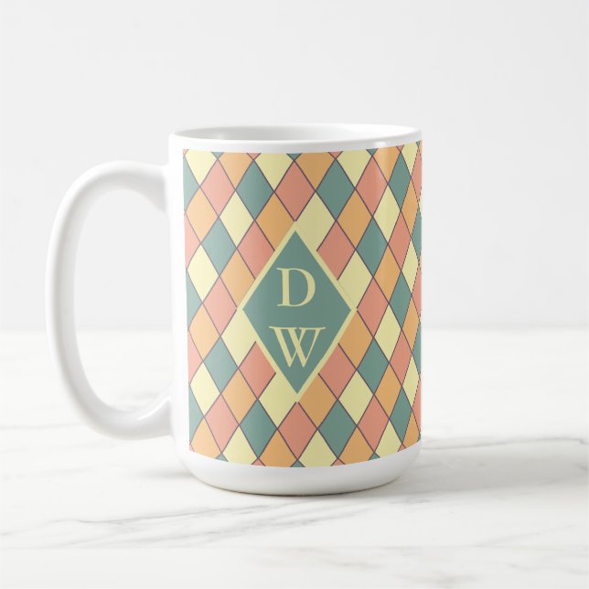 Vintages Harlequine Diagonal in Pastels Monogram Kaffeetasse (Links)