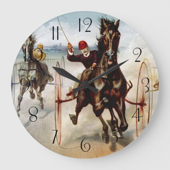 Vintages Harness Racing Große Wanduhr (Vorderseite)