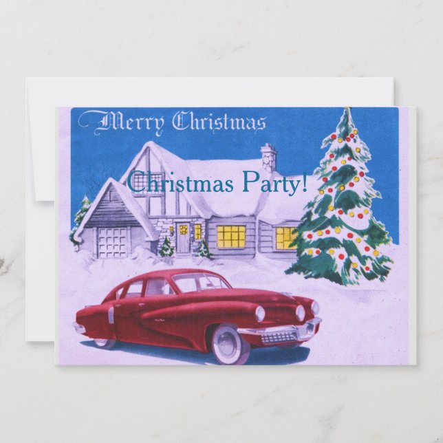 Vintages Haus und Auto Einladung (Vorderseite)