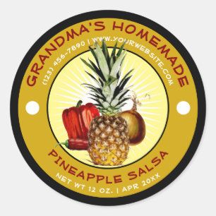 Vintages, hausgemachte Ananas-Salsa-Label Runder Aufkleber