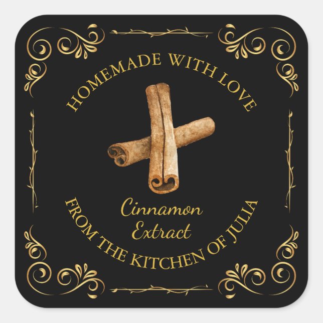 Vintages, hausgemachte Cinnamon Extract Square Lab Quadratischer Aufkleber (Vorderseite)