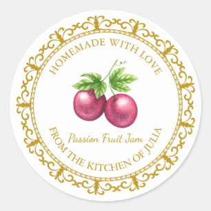 Vintages, hausgemachte Passion Fruchtmark Label Runder Aufkleber
