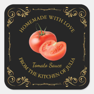 Vintages hausgemachte Tomato Sauce Square Label Quadratischer Aufkleber