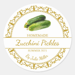 Vintages, hausgemachte Zucchini-Siegel Runder Aufkleber