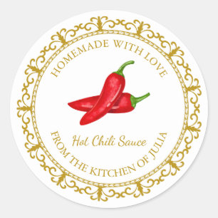 Vintages hausgemachtes Hot Chili Sauce Label lä Runder Aufkleber