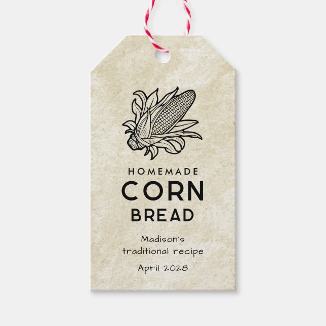 Vintages hausgemachtes Maisbrot mit Cob-Symbol Geschenkanhänger (Vorderseite)