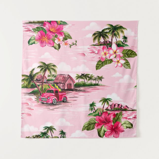 Vintages hawaiianisches Barktuch-Design der tropis Wandteppich (Vorderseite)