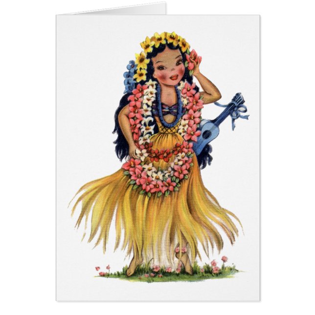Vintages Hawaiianisches Mädchen in Hula Outfit Dre (Vorne)