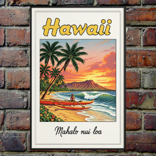Vintages hawaiianisches Reiseplakat der 60er Jahre Poster