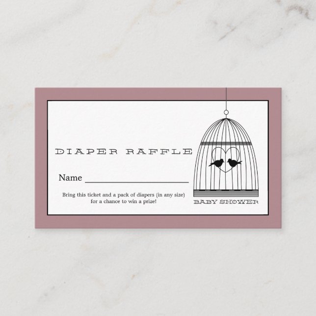 Vintages Heart Birdcage Baby Diaper Raffel Ticket Begleitkarte (Vorderseite)