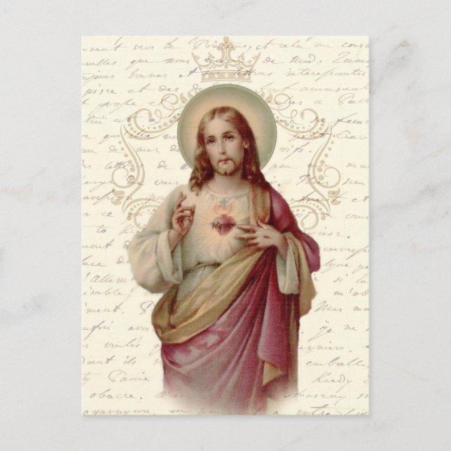 Vintages Heiliges Herz Jesu Religiös Postkarte (Vorderseite)