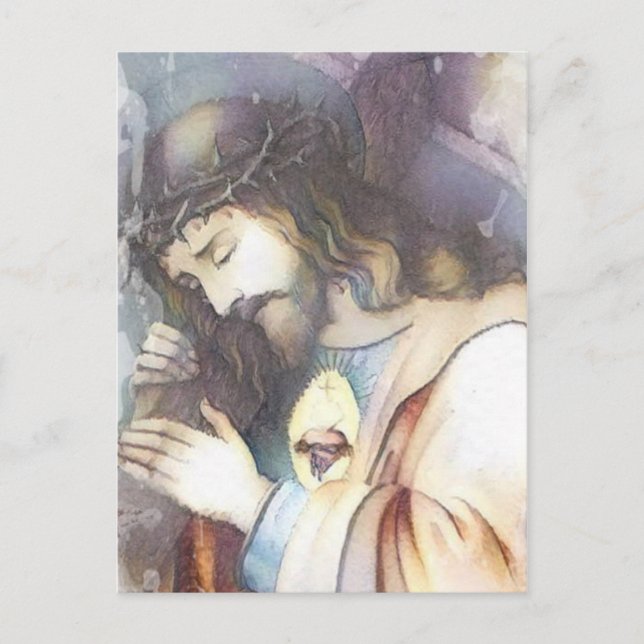 Vintages Heiliges Herz Jesu Religiöse Postkarte (Vorderseite)
