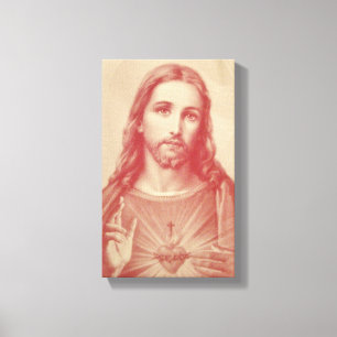 Vintages heiliges Herz Jesu Wrapped Canvas Leinwanddruck