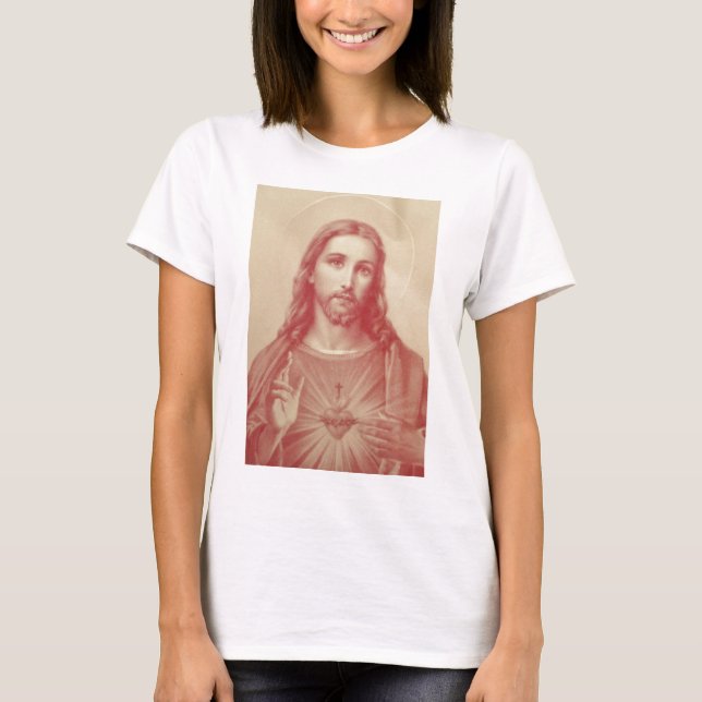 Vintages Heiliges Jesusherz T-Shirt (Vorderseite)