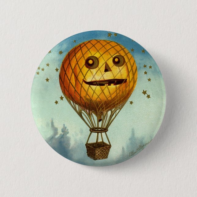 Vintages Heißluft-Ballon-Button Halloweens Button (Vorderseite)