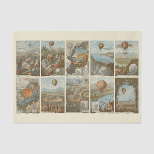 Vintages Heißluftballon-Muster Seidenpapier (Vorderseite)