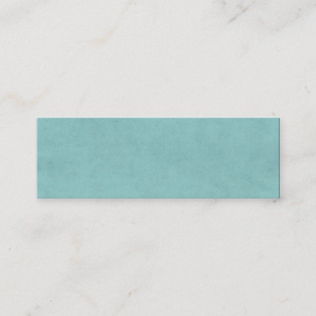 Vintages helles Aqua-blaues Grünbuch-Pergament Mini Visitenkarte (Vorderseite)