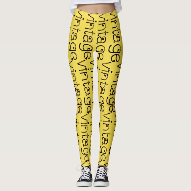 Vintages hellgelbes Training Leggings (Vorderseite)