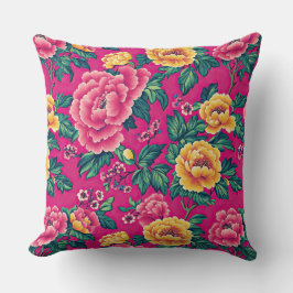 Vintages Hellrosa Chinoiserie Grosse Blüte Kissen