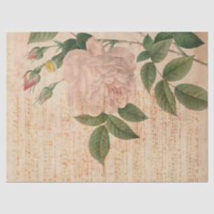 Vintages hellrosa Rose und Musikdekoupage Seidenpapier