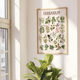 Vintages Herbarium Grüne Pflanze Karte Kunst, Dich Poster