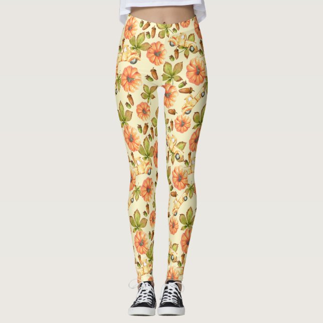 Vintages Herbstmuster Leggings (Vorderseite)