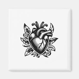 Vintages Herz Alte Schule Liebe Tattoo Style Valen Magnet