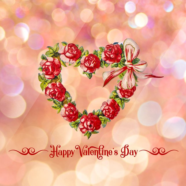 Vintages Herz Blumenreath Glücklicher Valentinstag Fensteraufkleber (Von Creator hochgeladen)