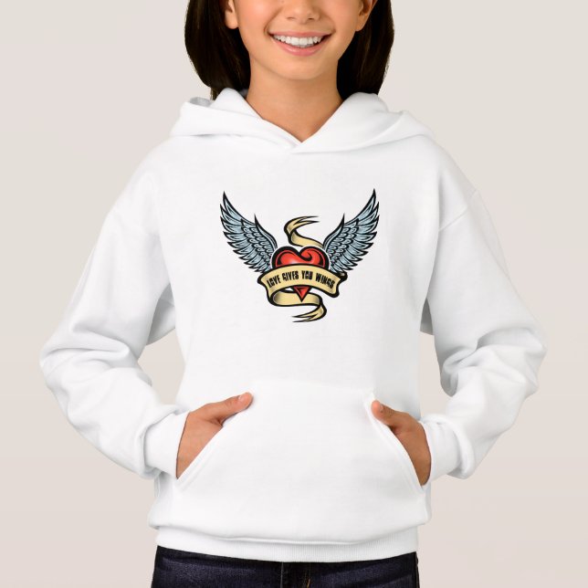 Vintages Herz mit Flügeln Hoodie (Vorderseite)