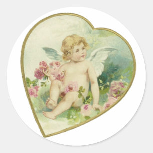 Vintages Herz und Kreuz - Muttertag/Valentin Runder Aufkleber