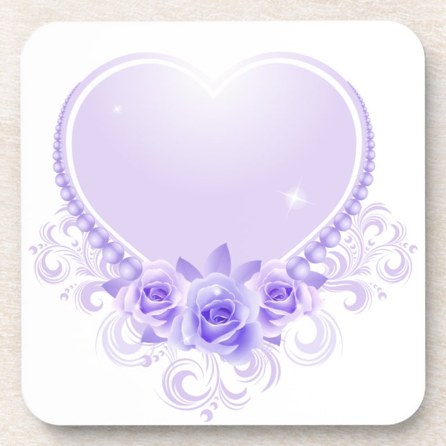 Vintages Herz und Rose Lavendel Untersetzer (Vorderseite)