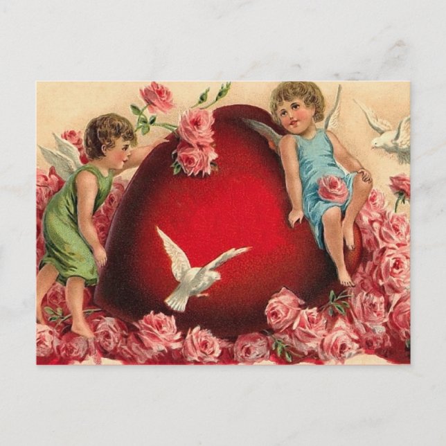 Vintages Herz Valentine Postkarte (Vorderseite)