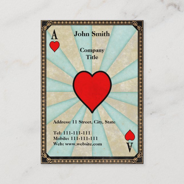 Vintages Herzass Visitenkarte (Vorderseite)