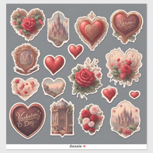 Vintages HerzValentinstickblatt Aufkleber (Blatt)