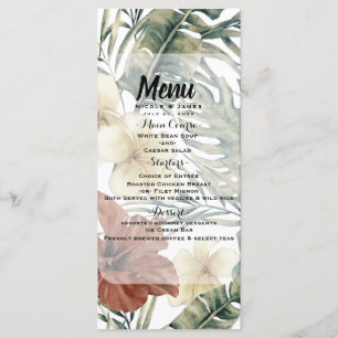 Vintages Hibiskus zum Hochzeitsmenü für Ananas Menükarte
