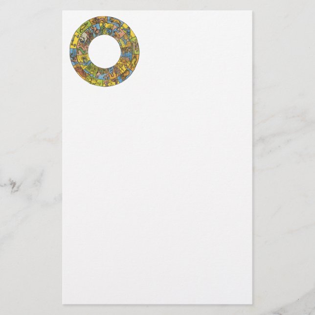 Vintages Himmelsrad, astrologisches Zodiakrad Briefpapier (Vorderseite)