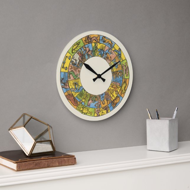 Vintages Himmelsrad, astrologisches Zodiakrad Große Wanduhr (Büro)